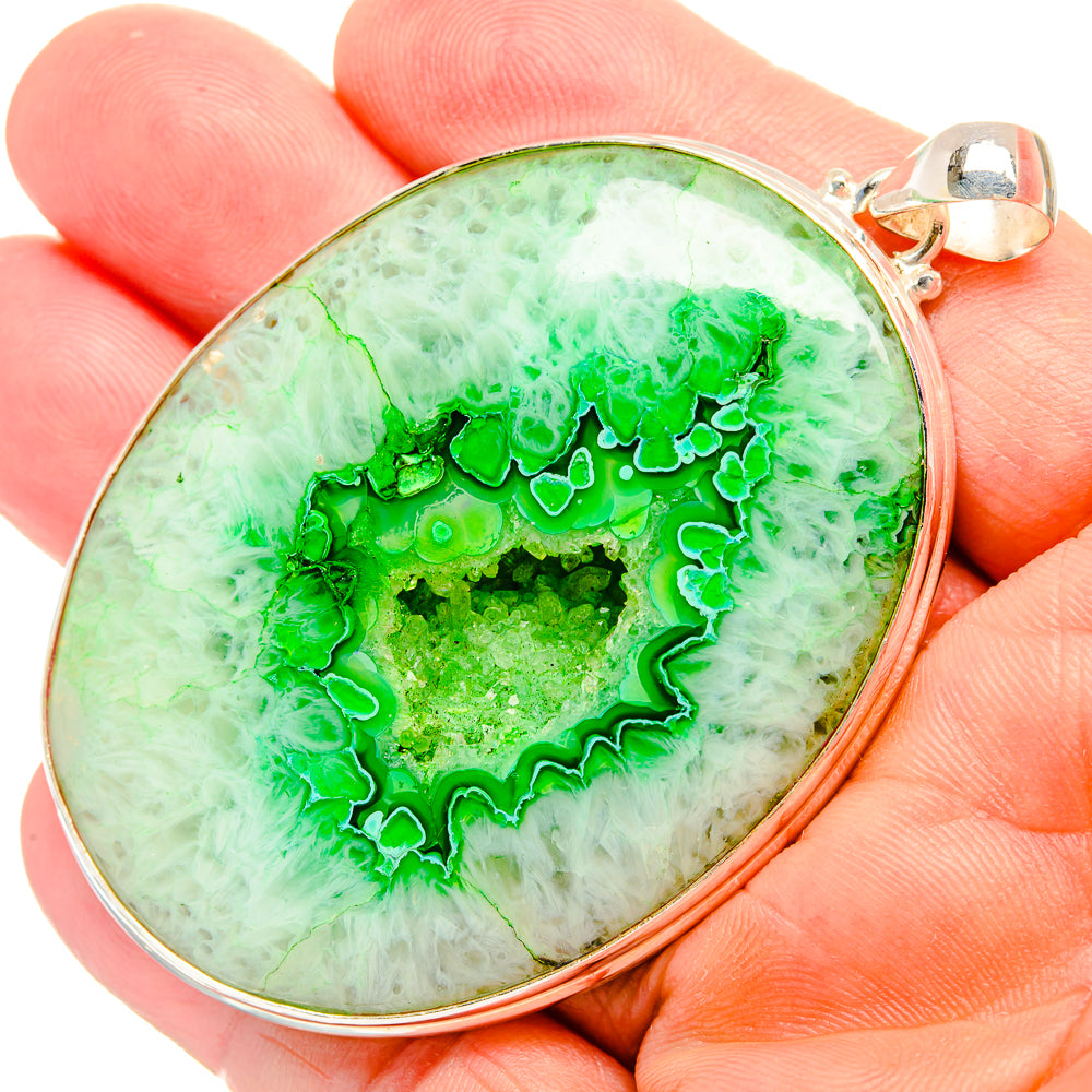 Green Agate Window Druzy Pendants handcrafted by Ana Silver Co - PD33240