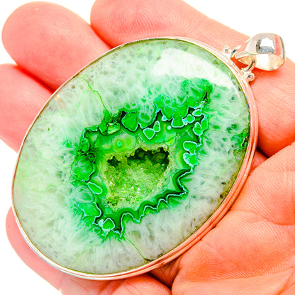 Green Agate Window Druzy Pendants handcrafted by Ana Silver Co - PD33240