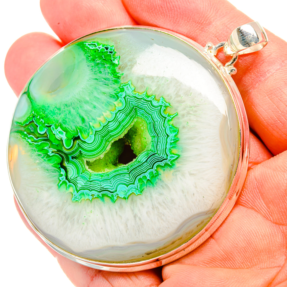 Green Agate Window Druzy Pendants handcrafted by Ana Silver Co - PD33241