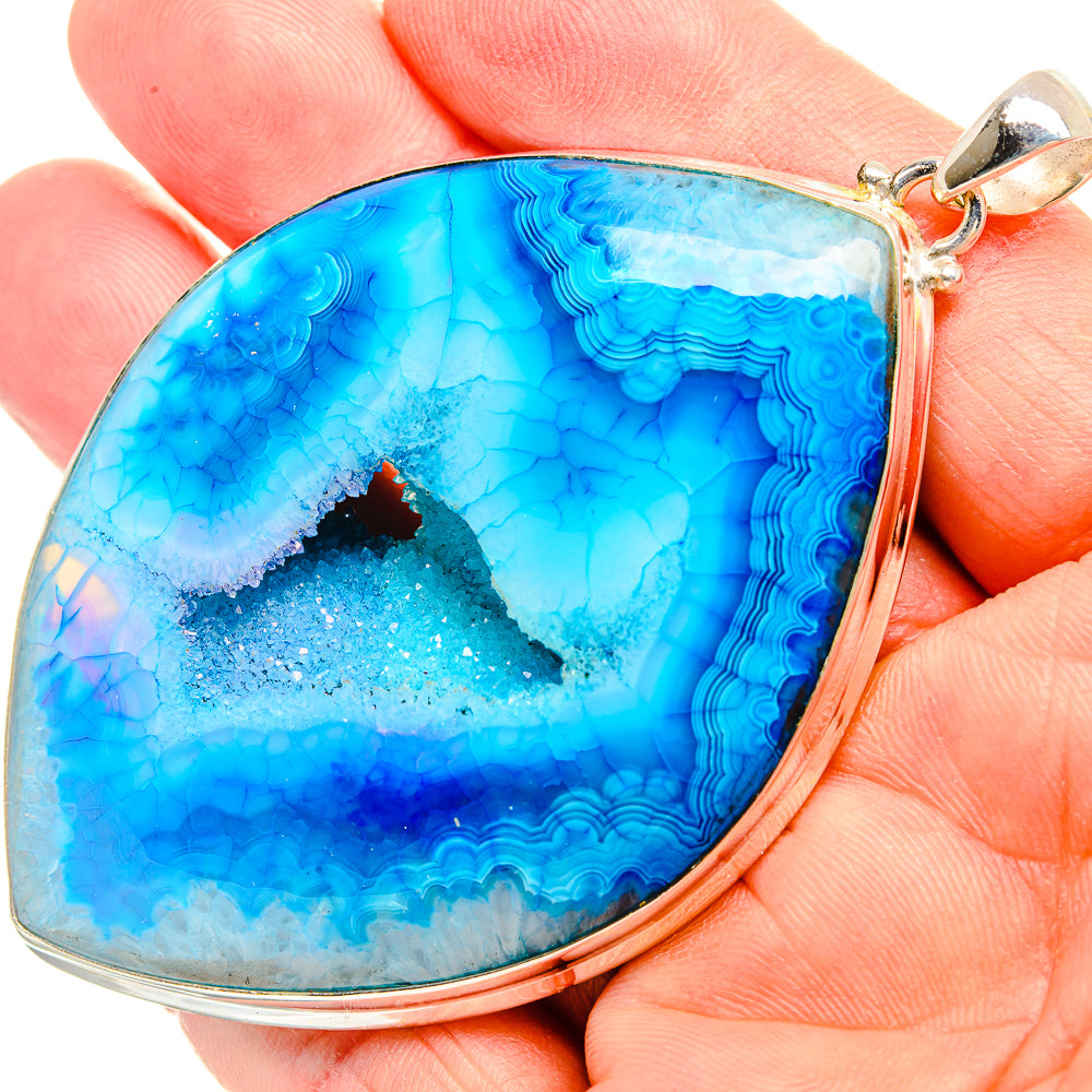 Blue Agate Window Druzy Pendants handcrafted by Ana Silver Co - PD33242