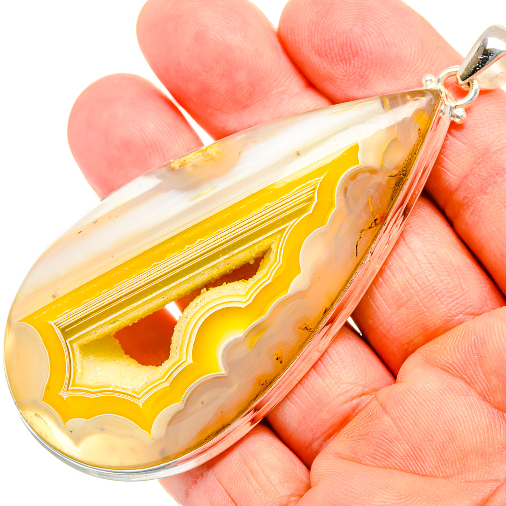 Yellow Agate Window Druzy Pendants handcrafted by Ana Silver Co - PD33245