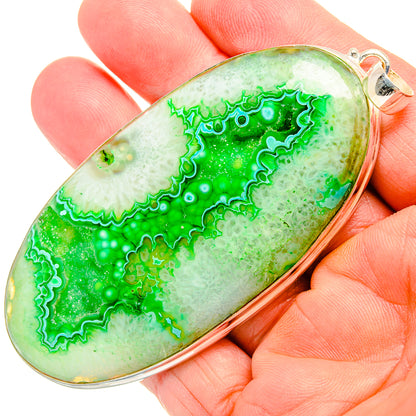 Green Agate Window Druzy Pendants handcrafted by Ana Silver Co - PD33246