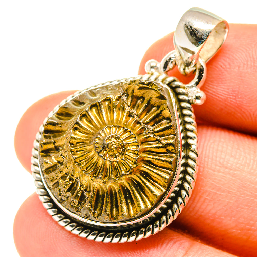 Pyrite Fossil Pendants handcrafted by Ana Silver Co - PD3327