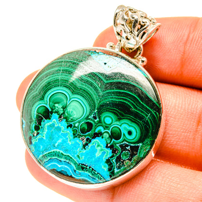 Malachite In Chrysocolla Pendants handcrafted by Ana Silver Co - PD3332