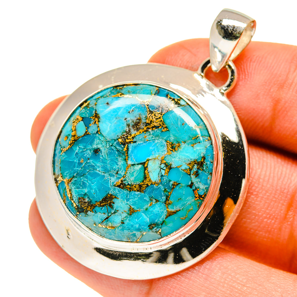 Blue Copper Composite Turquoise Pendants handcrafted by Ana Silver Co - PD3333