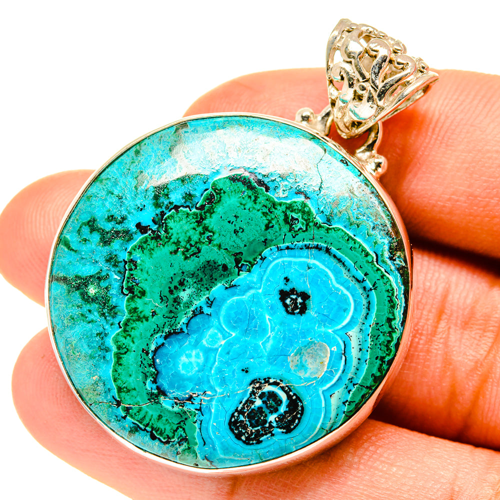 Malachite In Chrysocolla Pendants handcrafted by Ana Silver Co - PD3334