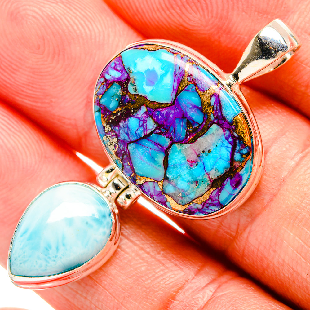 Purple Copper Composite Turquoise Pendants handcrafted by Ana Silver Co - PD33382