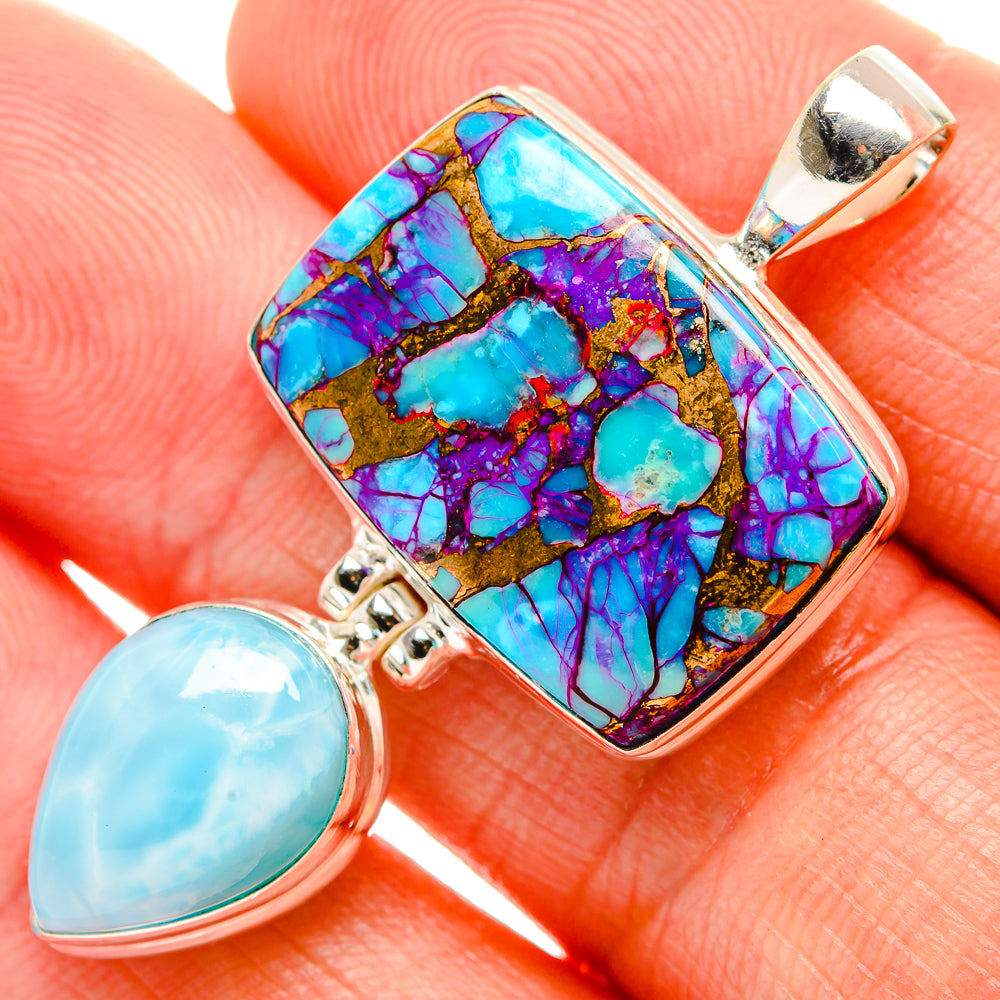 Purple Copper Composite Turquoise Pendants handcrafted by Ana Silver Co - PD33385