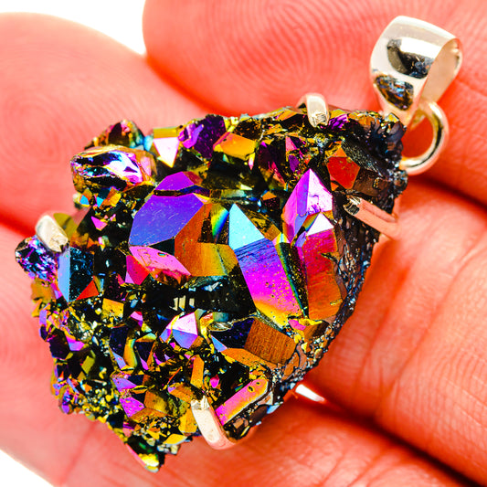 Titanium Sunshine Druzy Pendants handcrafted by Ana Silver Co - PD33387