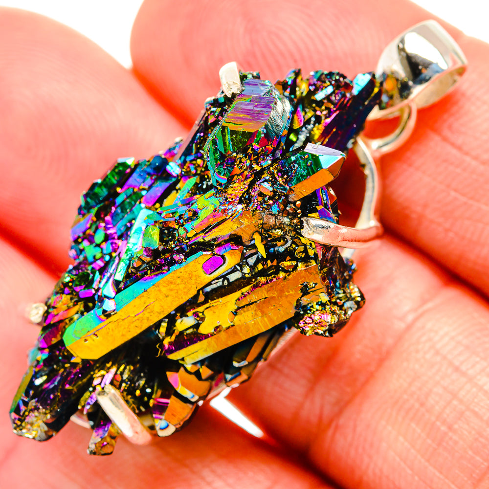 Titanium Sunshine Druzy Pendants handcrafted by Ana Silver Co - PD33389