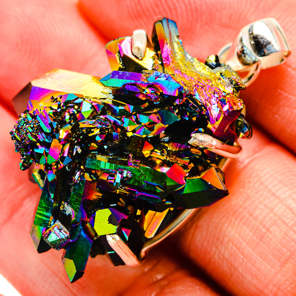 Titanium Sunshine Druzy Pendants handcrafted by Ana Silver Co - PD33390
