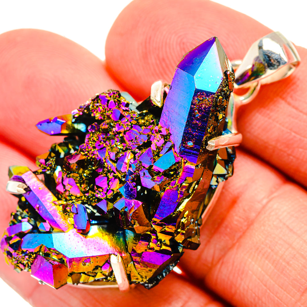Titanium Sunshine Druzy Pendants handcrafted by Ana Silver Co - PD33394