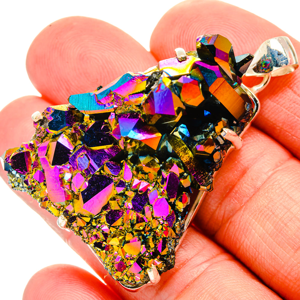 Titanium Sunshine Druzy Pendants handcrafted by Ana Silver Co - PD33397