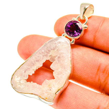 White Geode Slice Pendants handcrafted by Ana Silver Co - PD3340