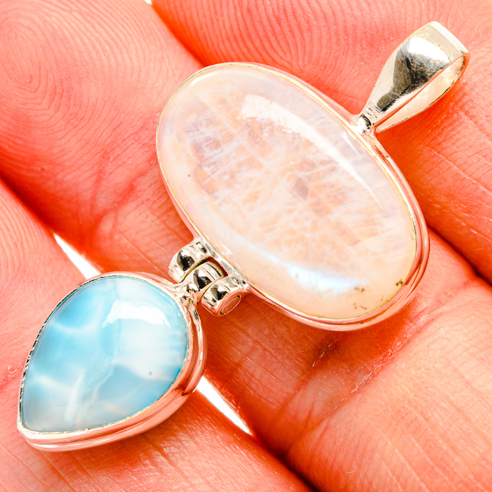 Rainbow Moonstone Pendants handcrafted by Ana Silver Co - PD33434