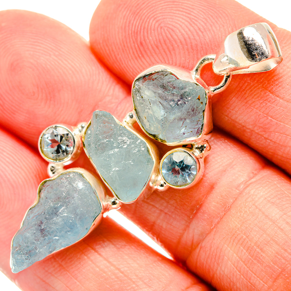 Aquamarine Pendants handcrafted by Ana Silver Co - PD33437