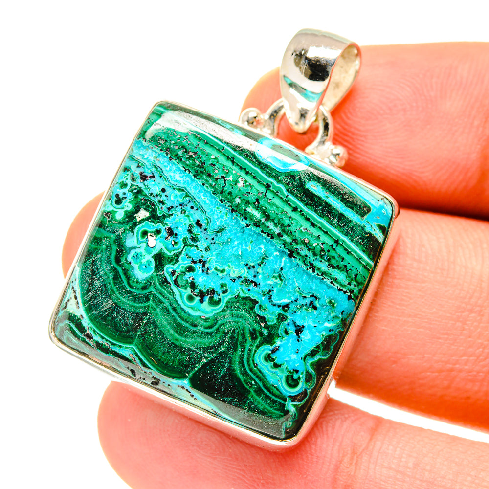 Malachite In Chrysocolla Pendants handcrafted by Ana Silver Co - PD3346