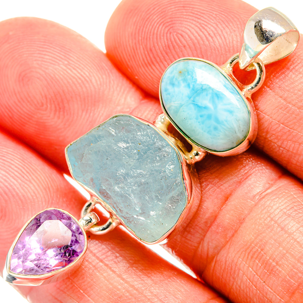 Aquamarine Pendants handcrafted by Ana Silver Co - PD33487