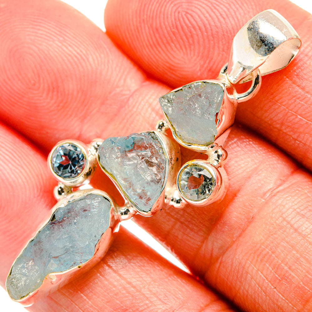 Aquamarine Pendants handcrafted by Ana Silver Co - PD33493