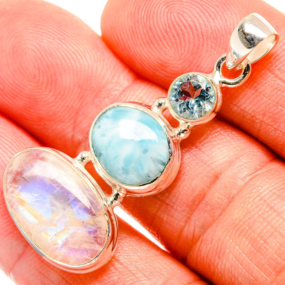 Rainbow Moonstone Pendants handcrafted by Ana Silver Co - PD33498