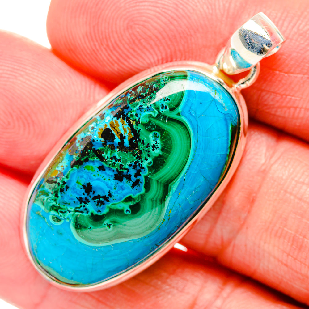 Malachite In Chrysocolla Pendants handcrafted by Ana Silver Co - PD33514
