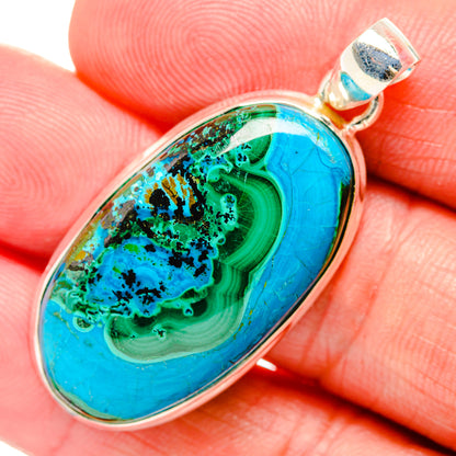 Malachite In Chrysocolla Pendants handcrafted by Ana Silver Co - PD33514