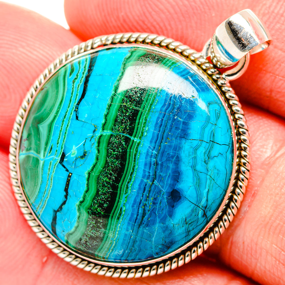 Malachite In Chrysocolla Pendants handcrafted by Ana Silver Co - PD33520