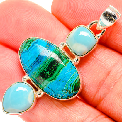Malachite In Chrysocolla Pendants handcrafted by Ana Silver Co - PD33526