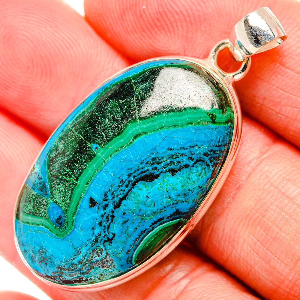 Malachite In Chrysocolla Pendants handcrafted by Ana Silver Co - PD33539