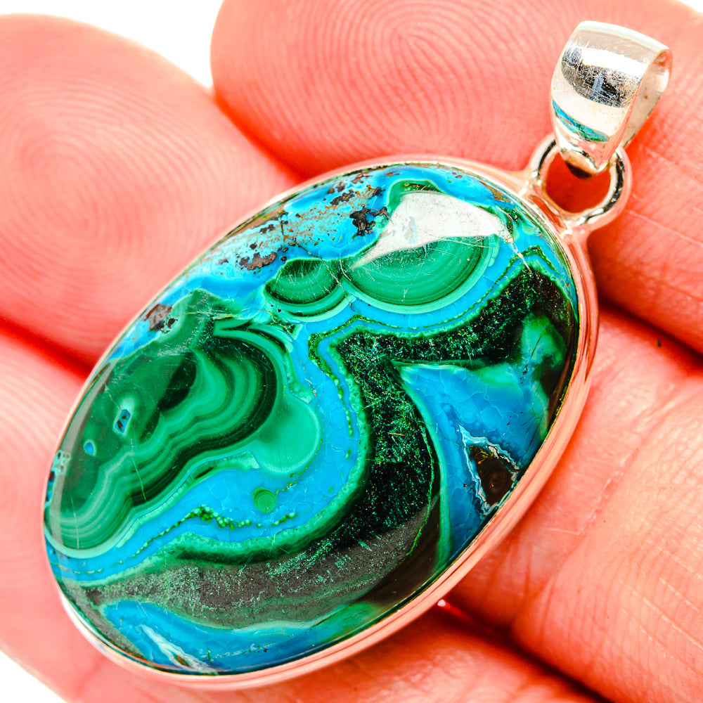 Malachite In Chrysocolla Pendants handcrafted by Ana Silver Co - PD33540
