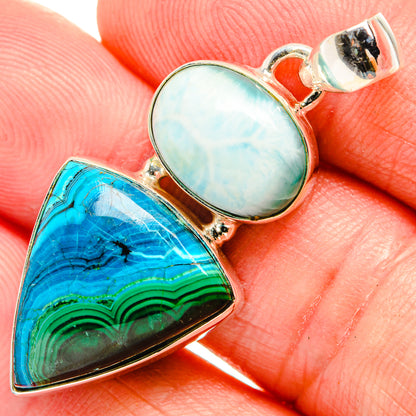Malachite In Chrysocolla Pendants handcrafted by Ana Silver Co - PD33544