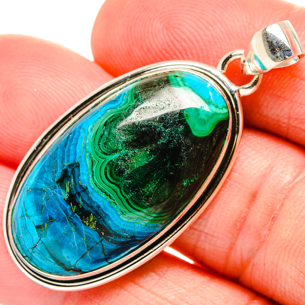 Malachite In Chrysocolla Pendants handcrafted by Ana Silver Co - PD33552