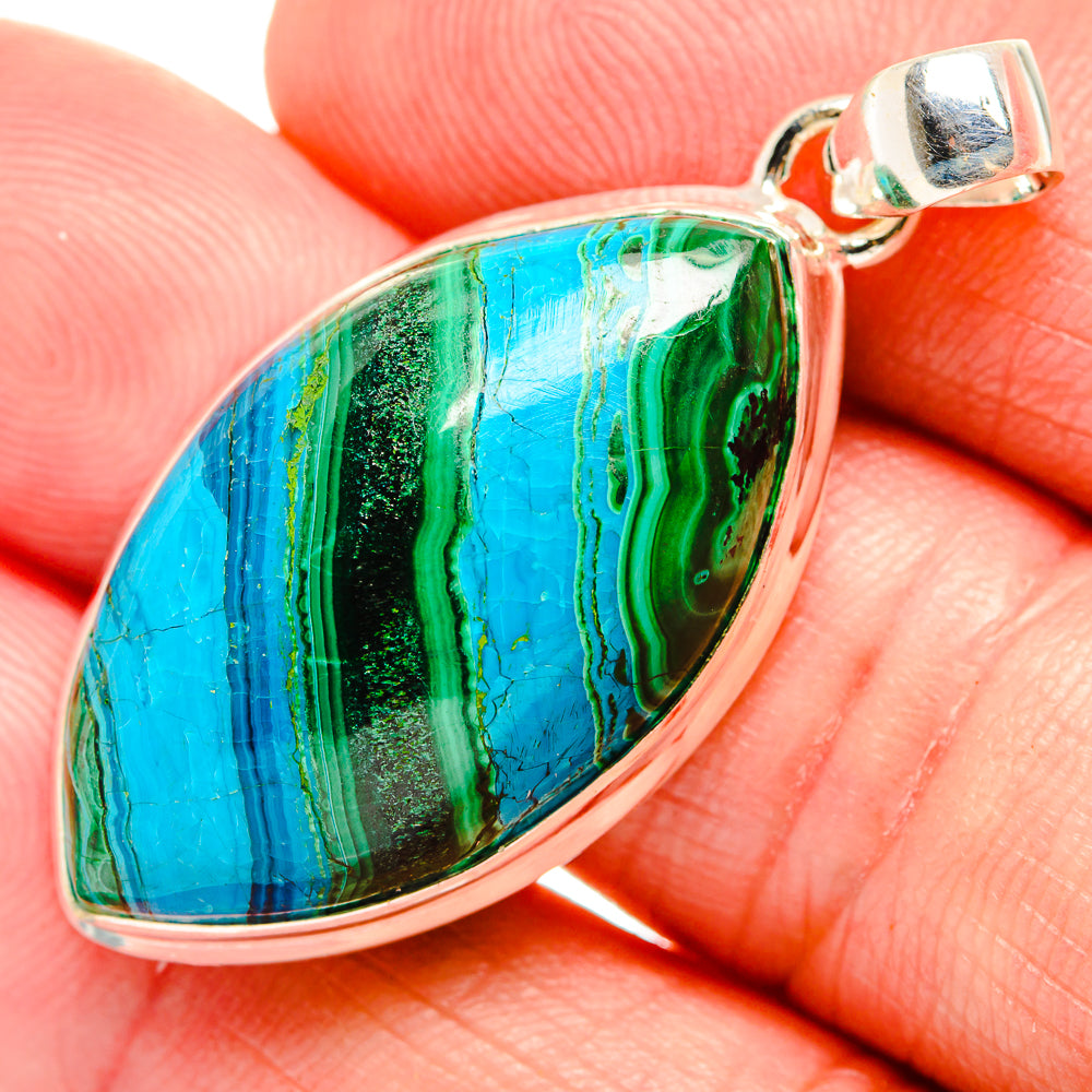 Malachite In Chrysocolla Pendants handcrafted by Ana Silver Co - PD33553