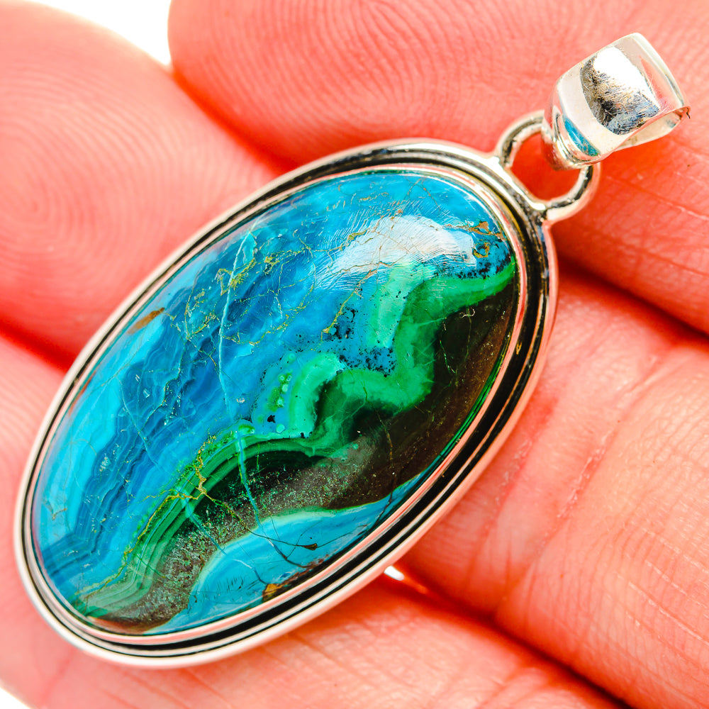 Malachite In Chrysocolla Pendants handcrafted by Ana Silver Co - PD33559