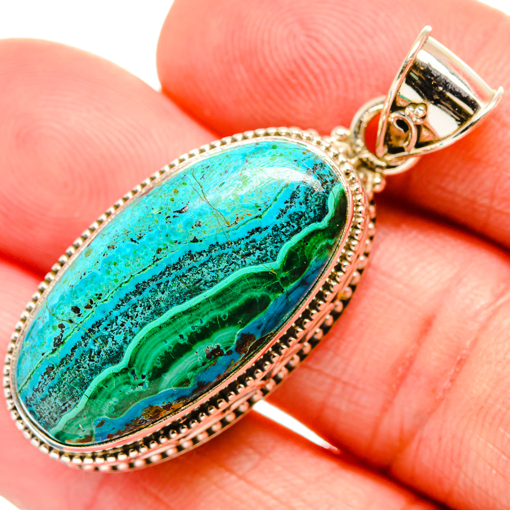Malachite In Chrysocolla Pendants handcrafted by Ana Silver Co - PD33560