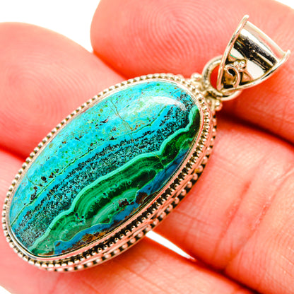 Malachite In Chrysocolla Pendants handcrafted by Ana Silver Co - PD33560