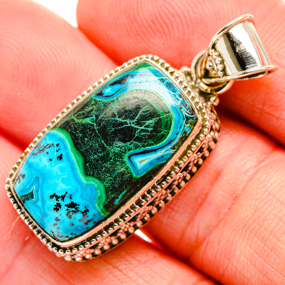 Malachite In Chrysocolla Pendants handcrafted by Ana Silver Co - PD33562