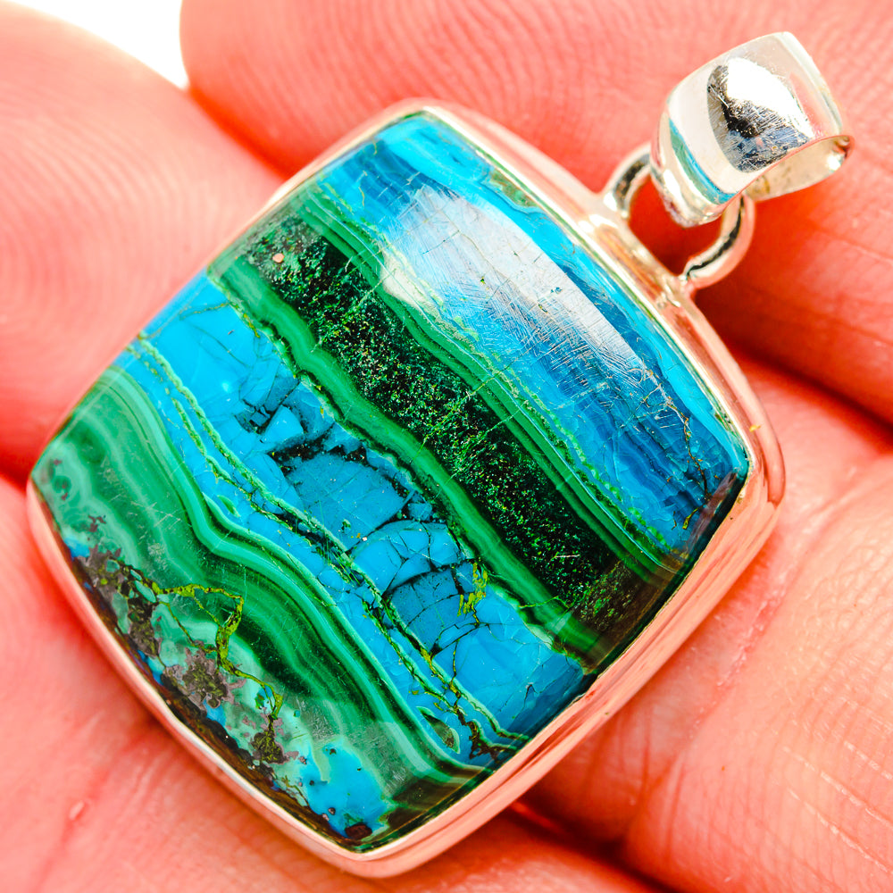 Malachite In Chrysocolla Pendants handcrafted by Ana Silver Co - PD33563