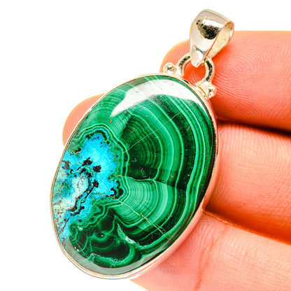 Malachite In Chrysocolla Pendants handcrafted by Ana Silver Co - PD3357