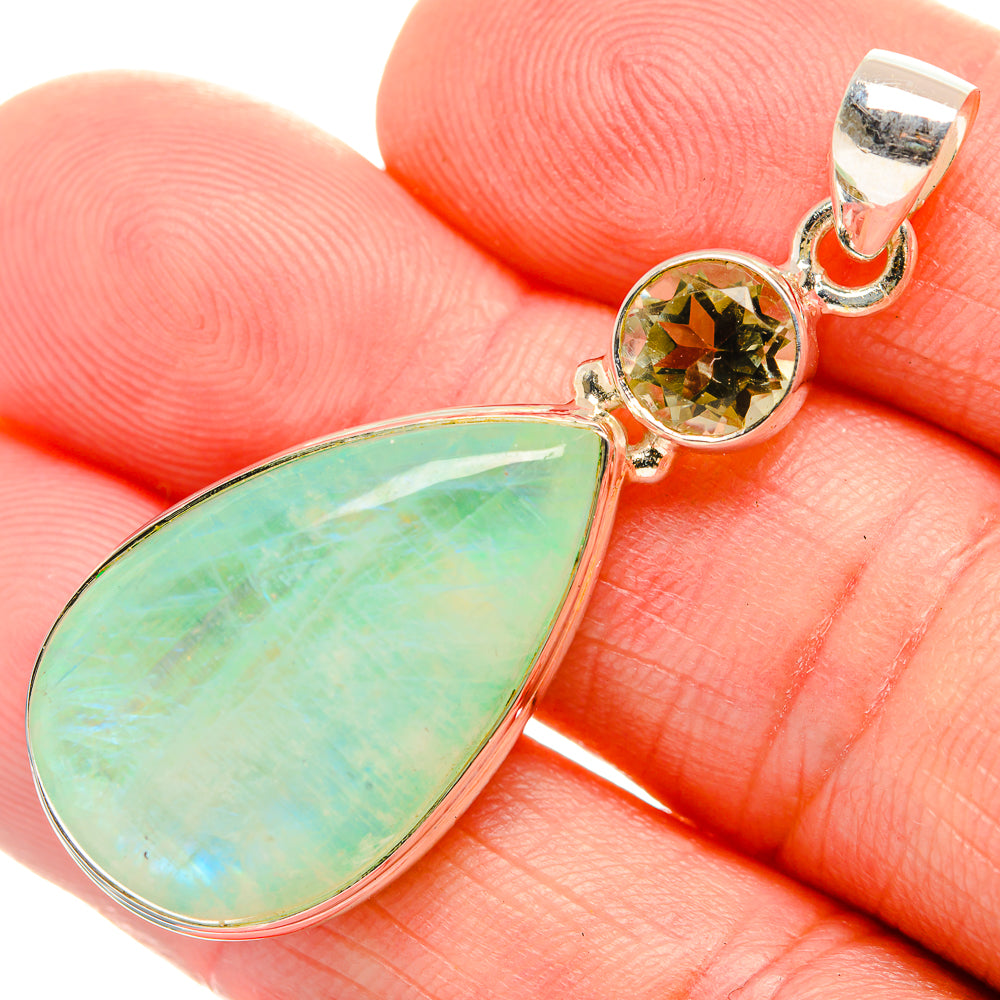 Green Moonstone Pendants handcrafted by Ana Silver Co - PD33595