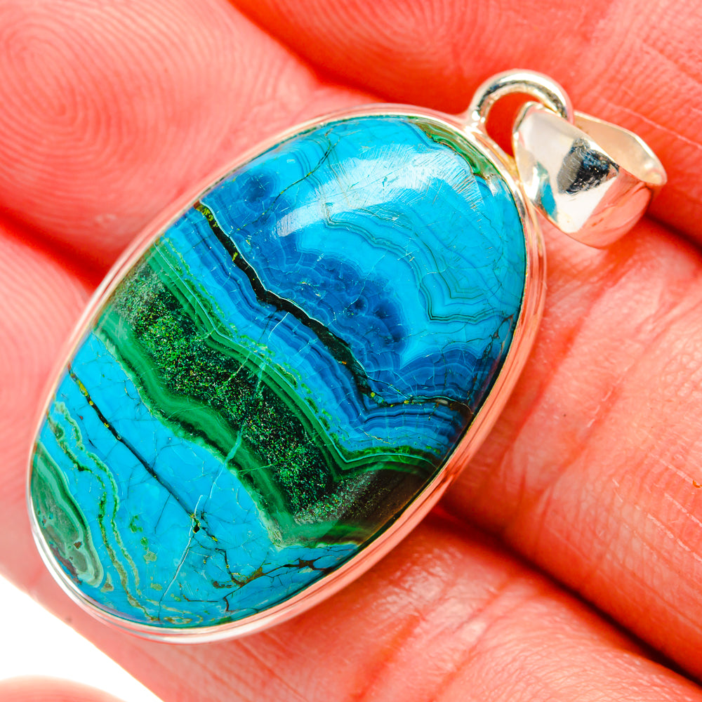 Malachite In Chrysocolla Pendants handcrafted by Ana Silver Co - PD33623