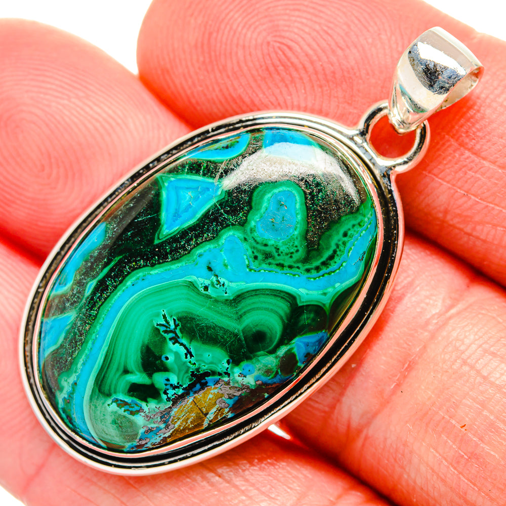 Malachite In Chrysocolla Pendants handcrafted by Ana Silver Co - PD33636