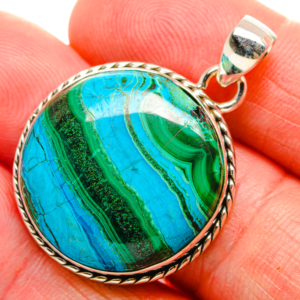 Malachite In Chrysocolla Pendants handcrafted by Ana Silver Co - PD33641