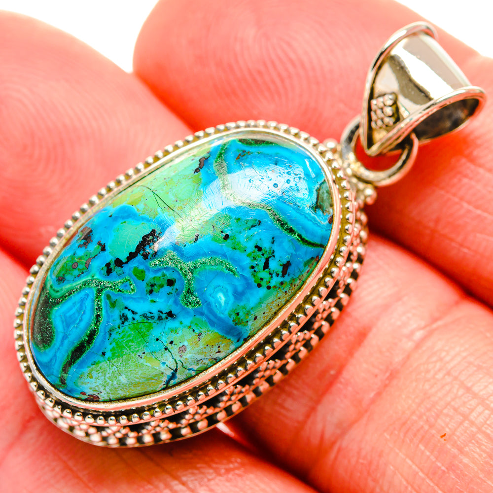 Malachite In Chrysocolla Pendants handcrafted by Ana Silver Co - PD33642