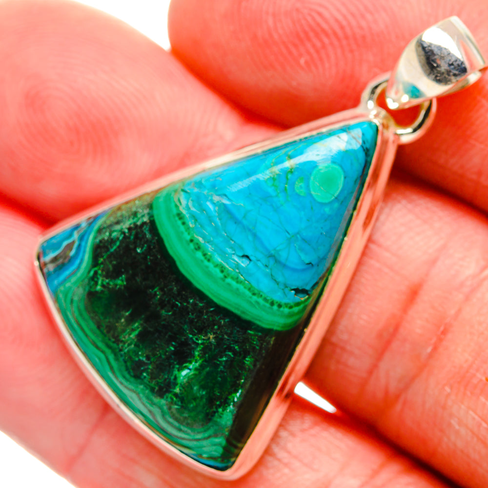 Malachite In Chrysocolla Pendants handcrafted by Ana Silver Co - PD33650