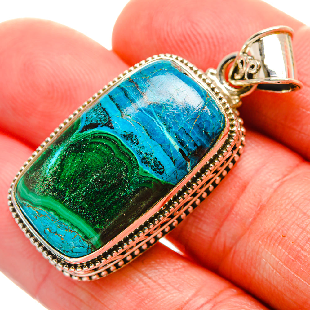 Malachite In Chrysocolla Pendants handcrafted by Ana Silver Co - PD33652