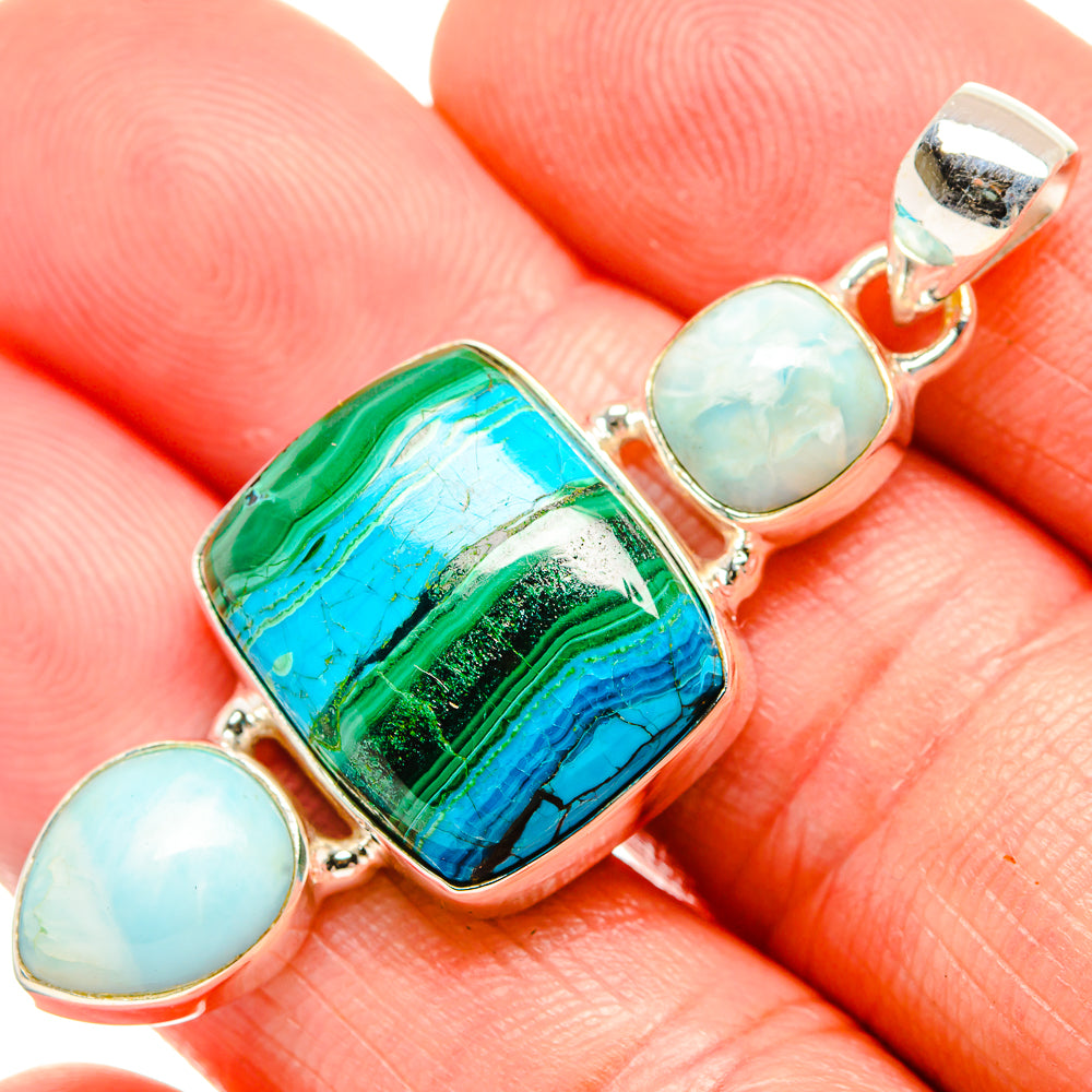 Malachite In Chrysocolla Pendants handcrafted by Ana Silver Co - PD33677