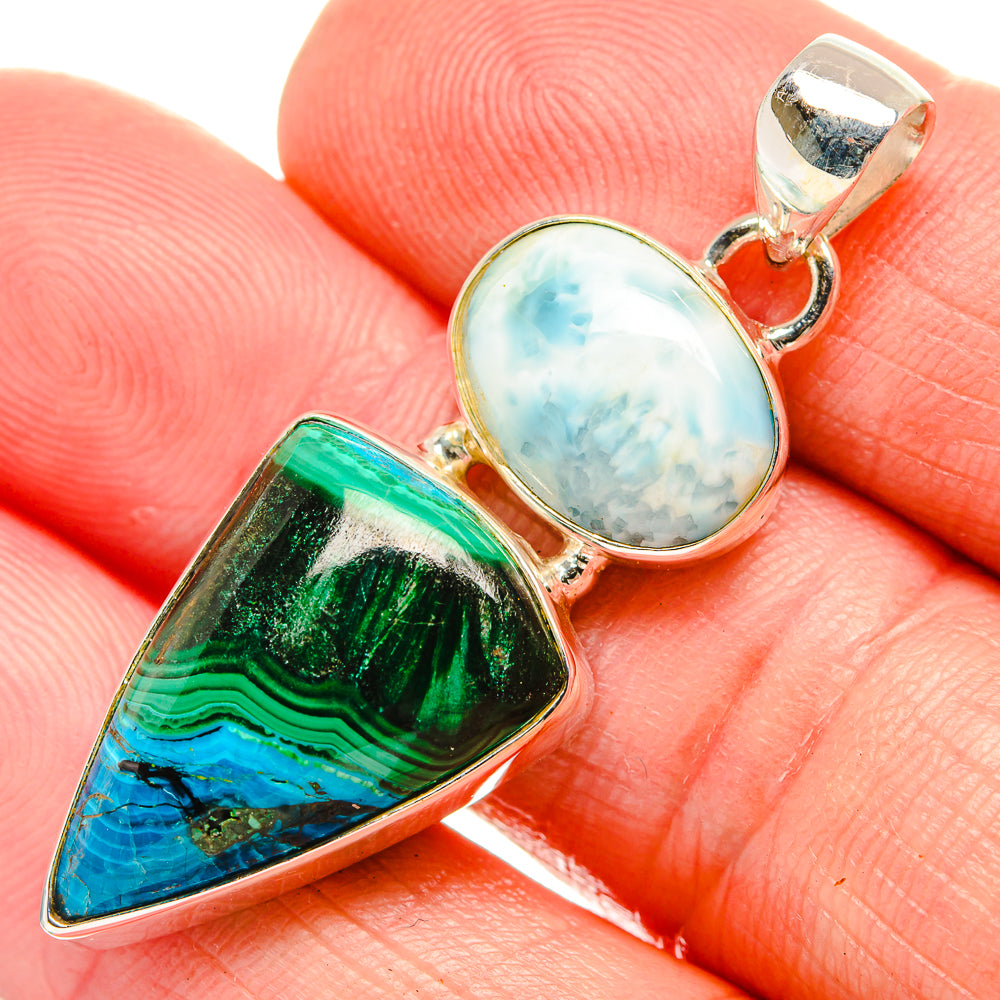 Malachite In Chrysocolla Pendants handcrafted by Ana Silver Co - PD33682