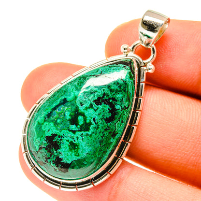 Malachite In Chrysocolla Pendants handcrafted by Ana Silver Co - PD3369