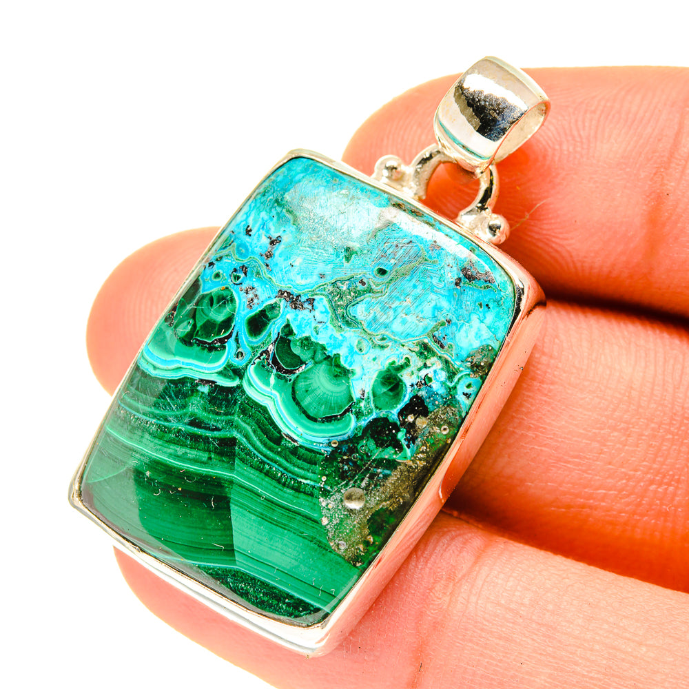 Malachite In Chrysocolla Pendants handcrafted by Ana Silver Co - PD3370